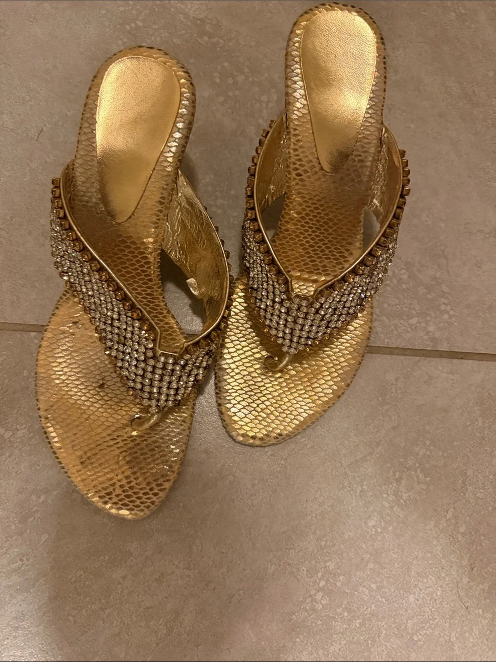 Gold Jeweled Women’s Thong Sandals